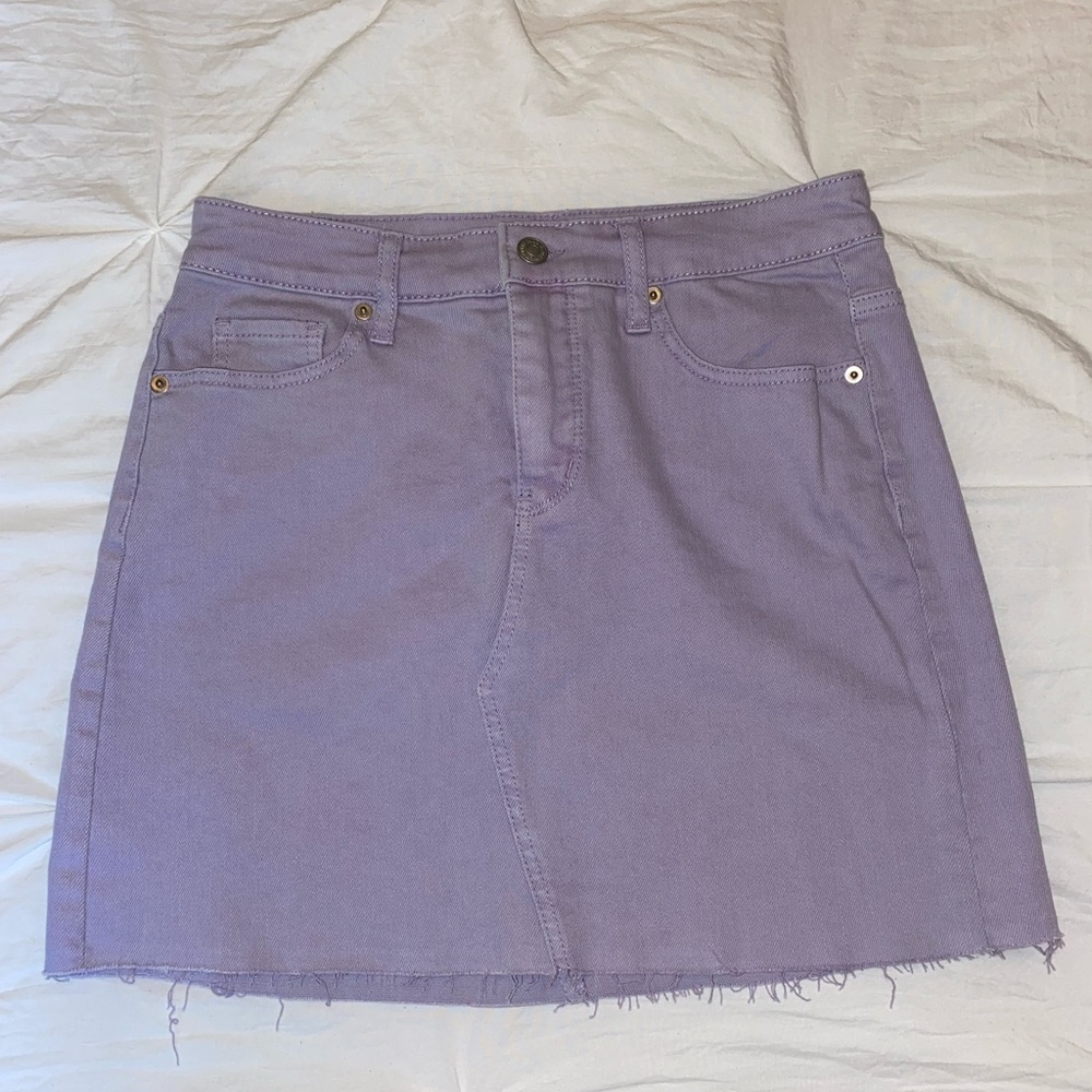 light purple denim skirt